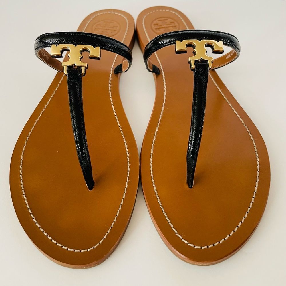 Tory Burch Black and Tan Sandals